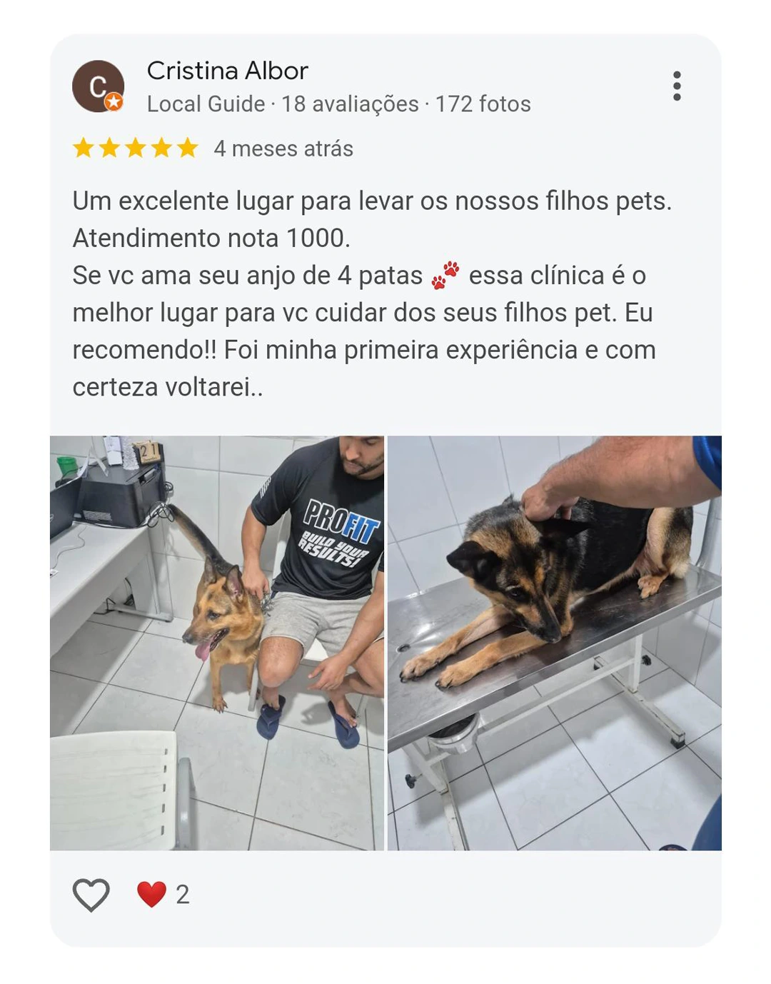 Avaliação de cliente