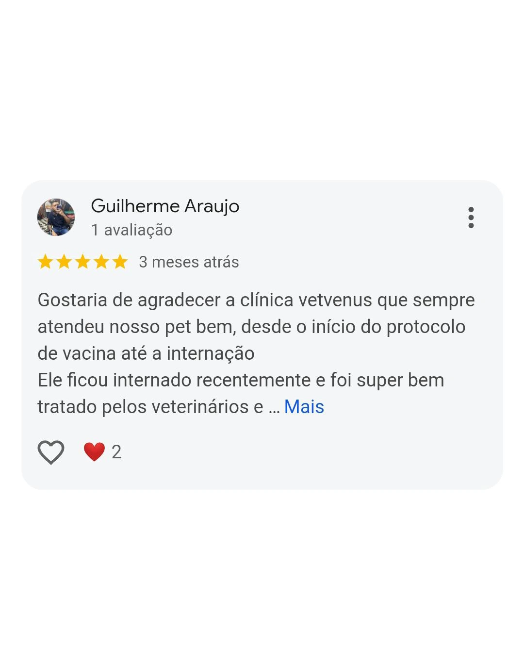 Avaliação de cliente