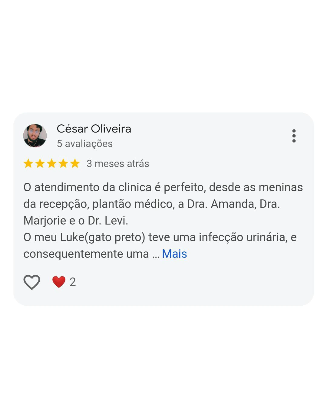 Avaliação de cliente